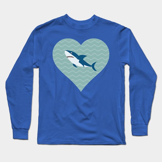 I Love Sharks Water Heart Long Sleeve T-Shirt by 4Craig